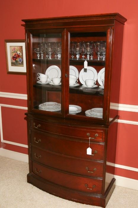 Mahogany 4 drawer china cabinet