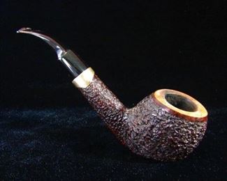 Lot 53 - Thomas Cristiano Signature Rusticated Freehand with Silver And Italian Ebonite Pipes
