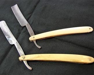 Lot 83 - 1 Joseph Rodgers and Son, 1 Yankee Cutlery Straight Razors with Bone Scales
