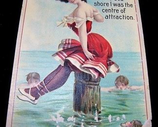 Lot 108 - Risqué Antique Post Card Bathing Beauty w/ Boys Swimming Around Her
