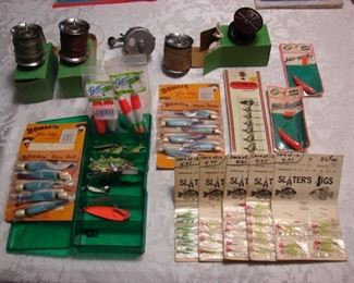 Lot 21 - Vintage Fishing Reel, Spools, Lures, and Accessories
