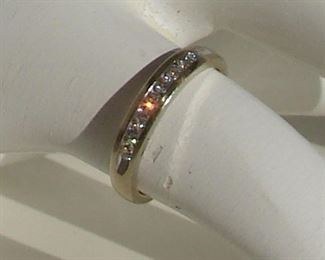 Lot 153 - Ladies 14K White Gold Channel Set Diamond Ring Wedding Band
