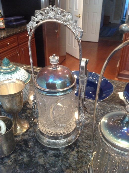 Antique Victorian Silver Pickle Jars 