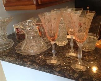 Tiffin Flanders Pink Poppies Tall Goblets