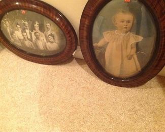 Antique Tiger Wood Oval Frames 