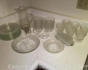 Assortment of Clear Glass Plates, Bowls, More