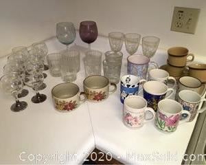 Assortment of Stemware, Barware And Mugs