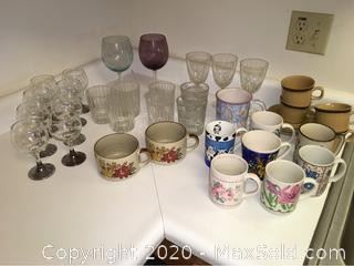 Assortment of Stemware, Barware And Mugs