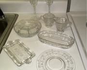 2 Rock Crystal Stems, Rose point Serving Pieces