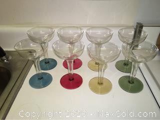 Set of 8 Vintage Champagnes with colored feet.