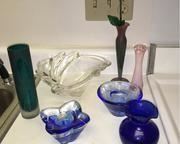 Art Glass by Orrefors, Kosta Boda and a tall cat vase artist signed. More