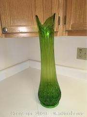 Large Vintage 60s Green Swung Vase,