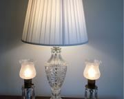 Crystal Table Lamp, 2 Vintage Vanity Lamps with crystal drops. Tested, working.