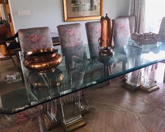 ABSOLUTELY fantastic acrylic and glass double pedestal dining table by Jeffry Bigelow