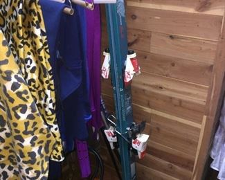 skis and ski clothing both men and  women