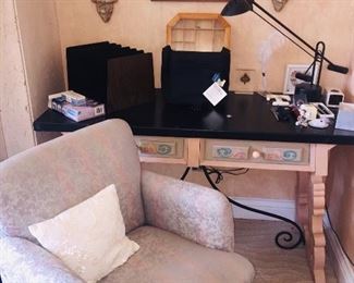 Lady's desk and fabulous upholstered office chair