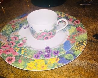 Nika  brand floral dishes--place settings for 15