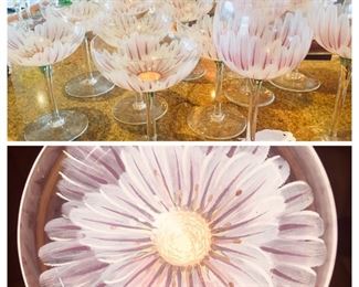 The Venetian stemware is painted so the flowers appear 3 dimensional 