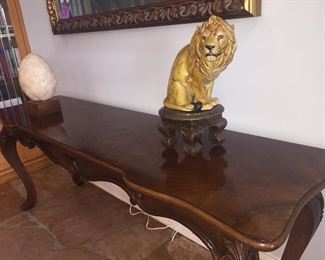 Gorgeous Walnut sofa table by Karges that lights from the bottom