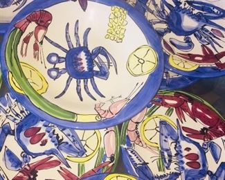 hand painted seafood dish set