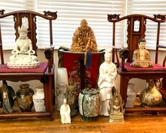 Ancestor Chairs; Chinese Figures, Vases, Jars