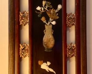 Applied Hardstone and Gilded Lacquer Plaque