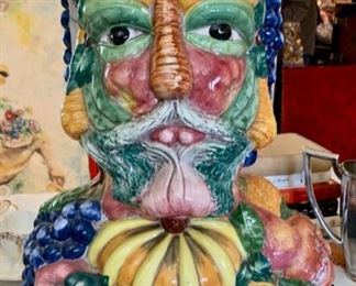 18" Ceramic Jar after Guiseppi Arcimboldo, Made in Italy