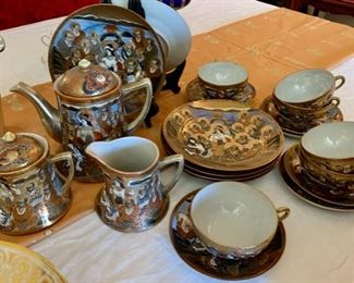 "Eggshell Thin" Tea Set, Made in Japan, with Moriage Work