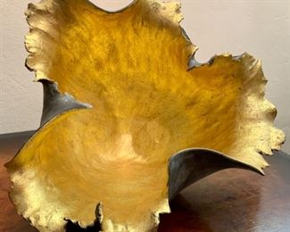 Artisan Gilded Bowl , Dense Ceramic and Gold Leaf...by Kay Lynn Sattler....Etherial Shimmer....From Village Galleries on Maui