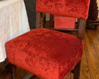 Hollywood-Movie-Theatre Red Velvet Spanish Revival Chair, (one-of-6)