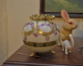 Nippon hand painted rose vase