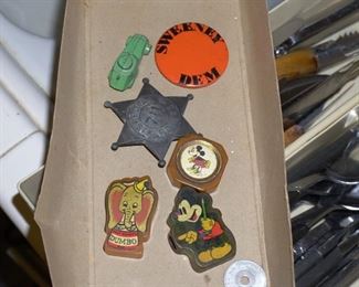 Vintage erasers and pins