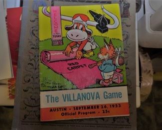 Texas Longhorns and Villanova game program - 1953