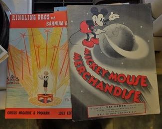 Ringling Brothers program (1953) and a 1935 Mickey Mouse catalog