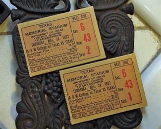 Tickets to 1932 Longhorn game on Thanksgiving day