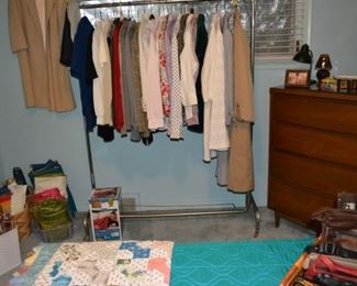 Cloths, Cashmere Coat, Placemats, Sweaters, Retro Lamp, There is clothing in the closets, not shown here.