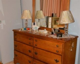 North Carolina Furniture Dresser, Glass Lamps, Dresser Tray, Paperweights, More