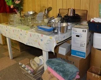 Glassware for Baking, Cake Pans, Wood Tray, Utensils, Rugs
