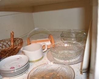 Basket, Napkin Holder, Glass Serving Divided Dishes