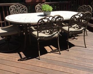 Outdoor furniture ...marble top with wrought iron base