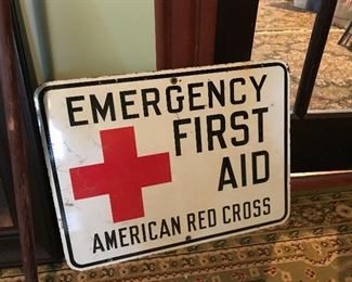 Vintage enamel Red Cross Sign