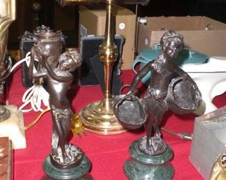 ppr. 10" bronze figures with marble bases