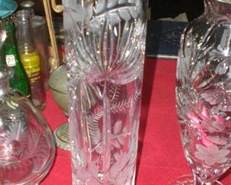 12" cut glass vase