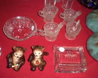 Goebel bears, Cambridge glass, V.P.