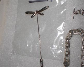 Tiffany dragon fly hat pin and other sterling