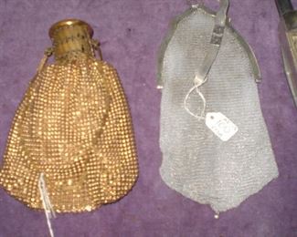 Whiting & Davis type gold bag & sterling mesh bag