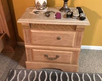 night stand to set with marble top,