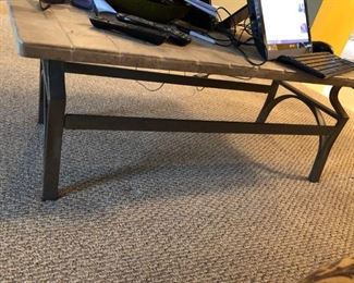 Tile top coffee table with iron base