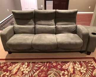Reclining Theater Seating.  This is a 6 piece set and this is the 3 seat sofa with one wedge.  The feet screw off for ease of moving into basements too.