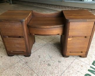 1st pic of Art Deco vanity set, the next pic shows the round mirror.  This is part of my off site sale, call to view